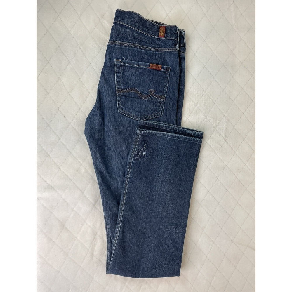 7โ For All Mankind Women's Jeans Sz 30 X 32 Slimmy Straight Leg Blue Denim